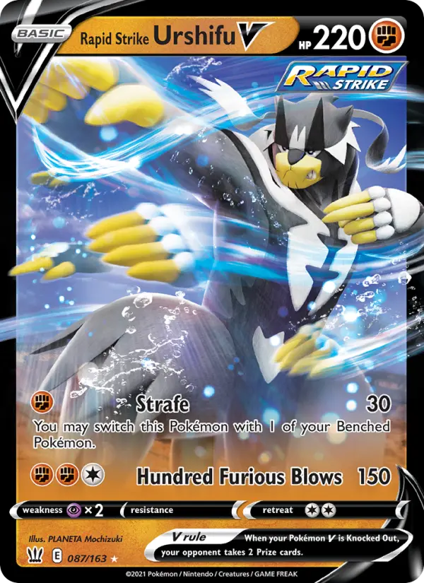 Rapid Strike Urshifu V Holo Rare V Pokemon card #87 from Battle Styles