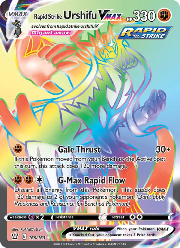 Rapid Strike Urshifu VMAX Secret Rare Pokemon card #169 from Battle Styles