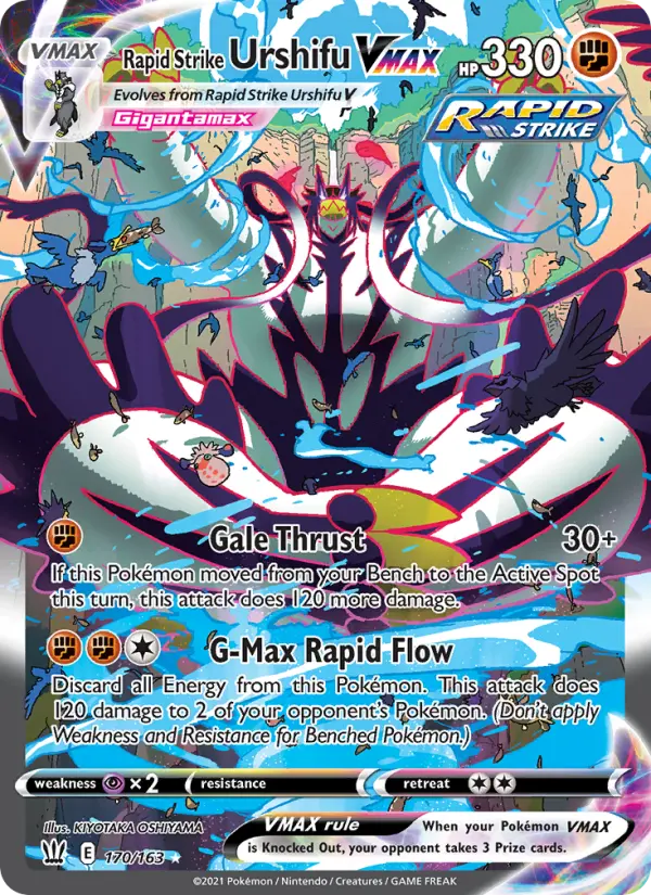 Rapid Strike Urshifu VMAX Secret Rare Pokemon card #170 from Battle Styles