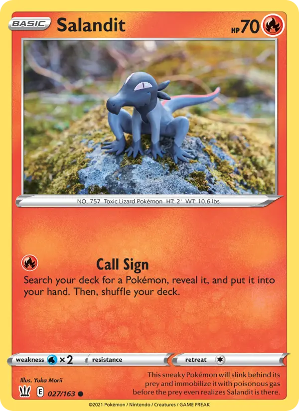 Salandit Common Pokemon card #27 from Battle Styles