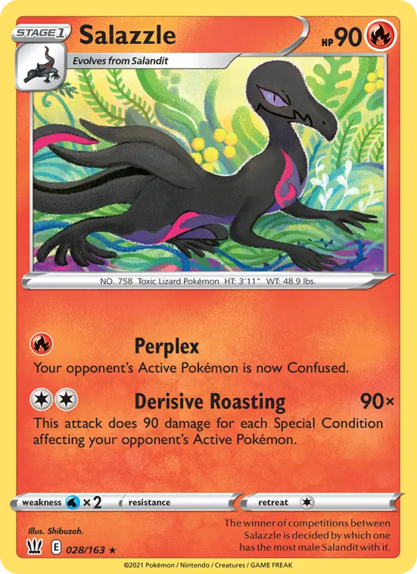 Salazzle Rare Pokemon card #28 from Battle Styles