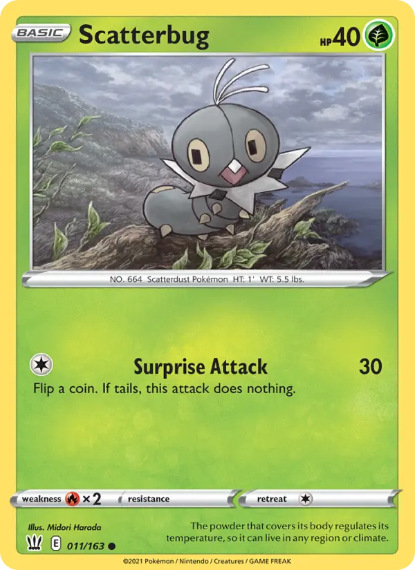 Scatterbug Common Pokemon card #11 from Battle Styles