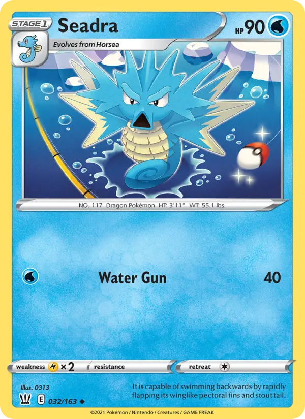 Seadra Uncommon Pokemon card #32 from Battle Styles
