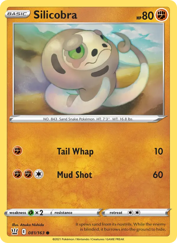 Silicobra Common Pokemon card #81 from Battle Styles