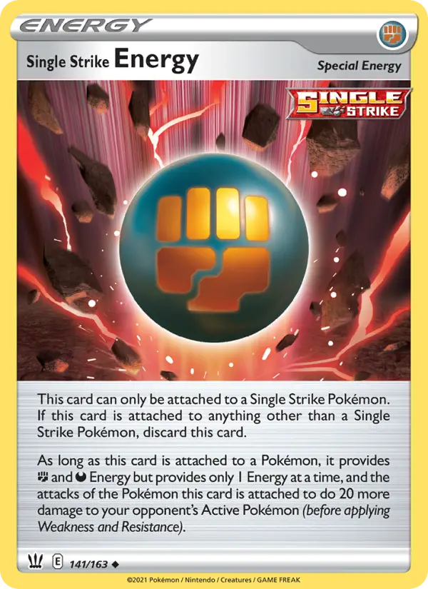 Single Strike Energy Uncommon Pokemon card #141 from Battle Styles