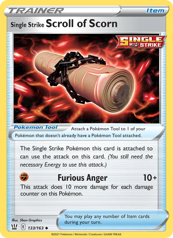 Single Strike Scroll of Scorn Uncommon Pokemon card #133 from Battle Styles