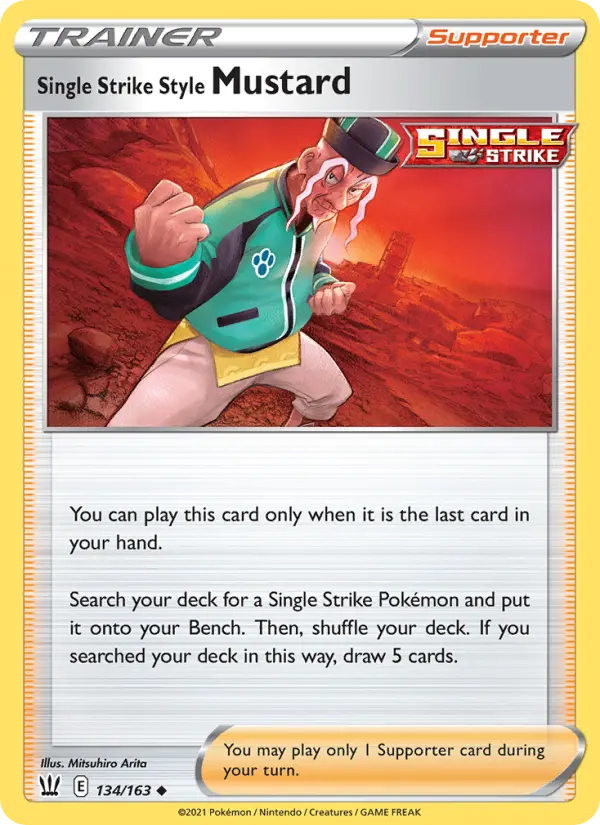 Single Strike Style Mustard Uncommon Pokemon card #134 from Battle Styles