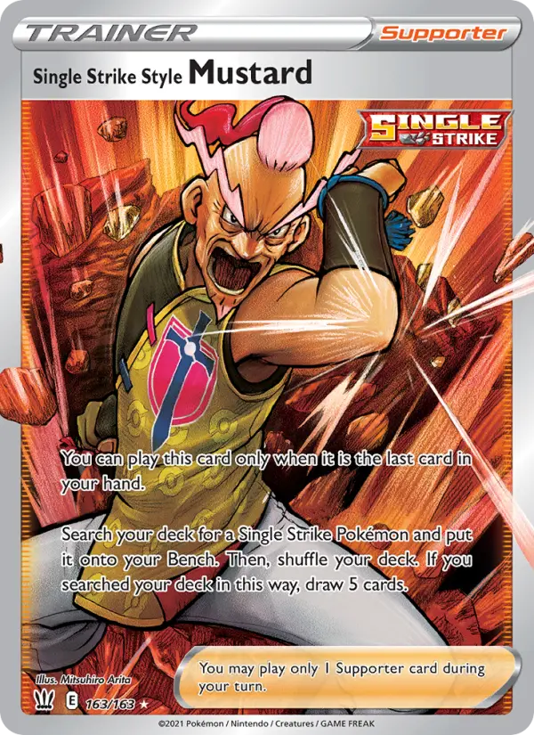 Single Strike Style Mustard Ultra Rare Pokemon card #163 from Battle Styles