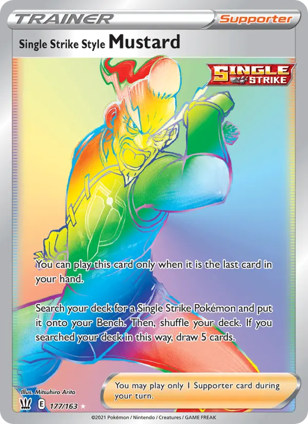 Single Strike Style Mustard Secret Rare Pokemon card #177 from Battle Styles
