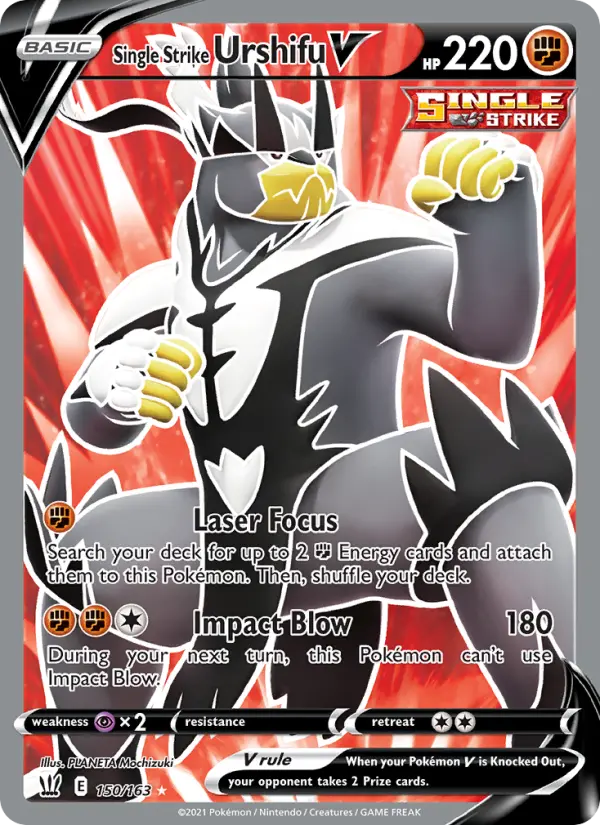 Single Strike Urshifu V Ultra Rare Pokemon card #150 from Battle Styles