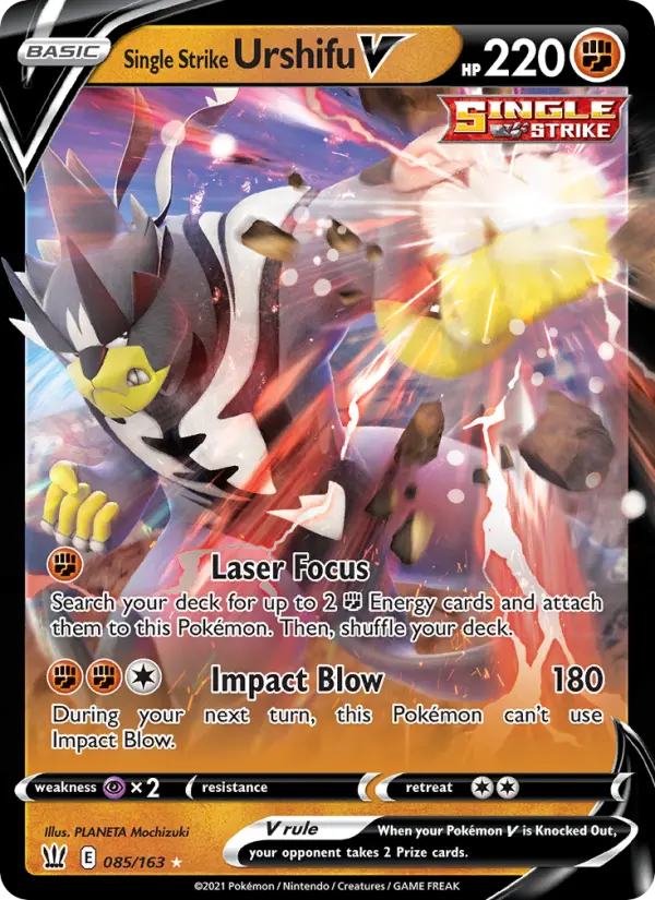Single Strike Urshifu V Holo Rare V Pokemon card #85 from Battle Styles