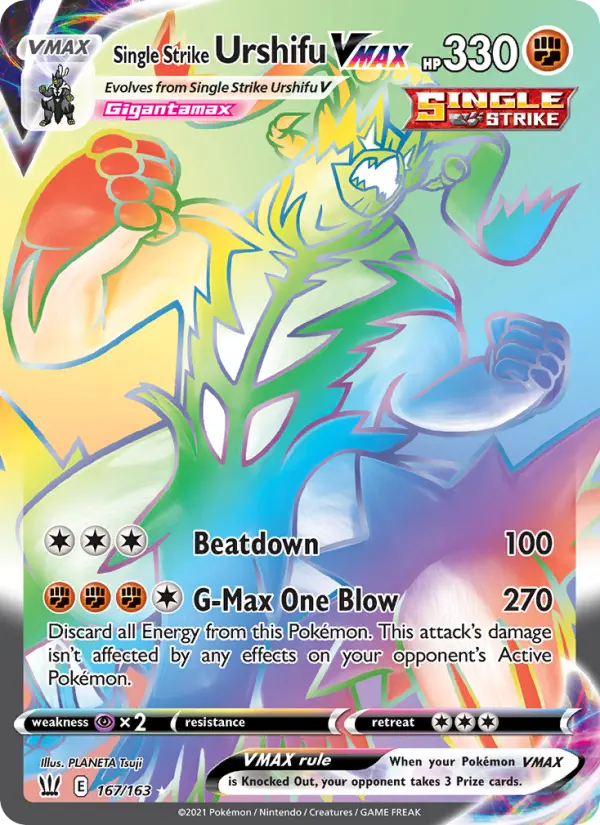 Single Strike Urshifu VMAX Secret Rare Pokemon card #167 from Battle Styles