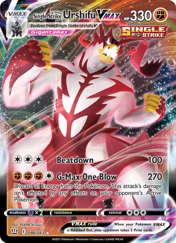 Single Strike Urshifu VMAX Holo Rare VMAX Pokemon card #86 from Battle Styles