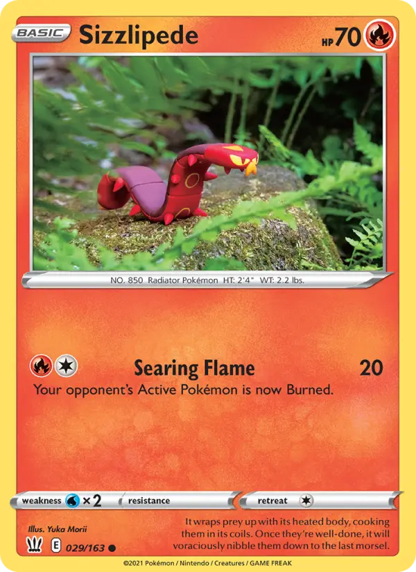 Sizzlipede Common Pokemon card #29 from Battle Styles