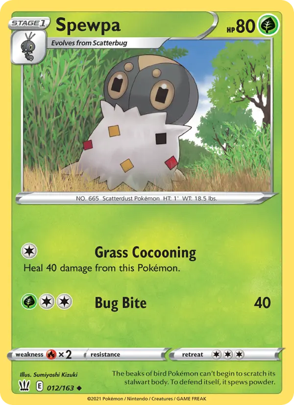 Spewpa Uncommon Pokemon card #12 from Battle Styles