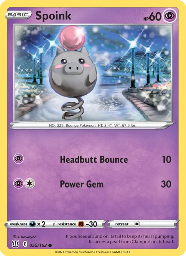Spoink Common Pokemon card #55 from Battle Styles