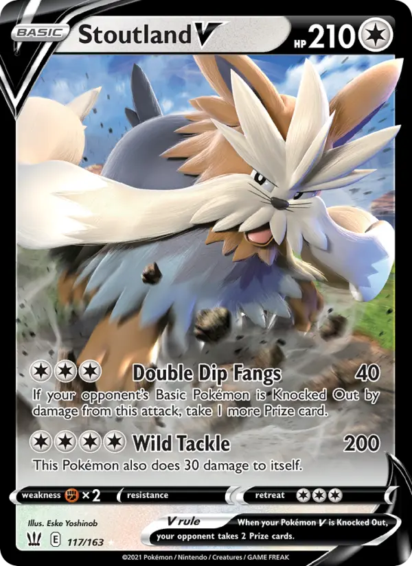Stoutland V Holo Rare V Pokemon card #117 from Battle Styles