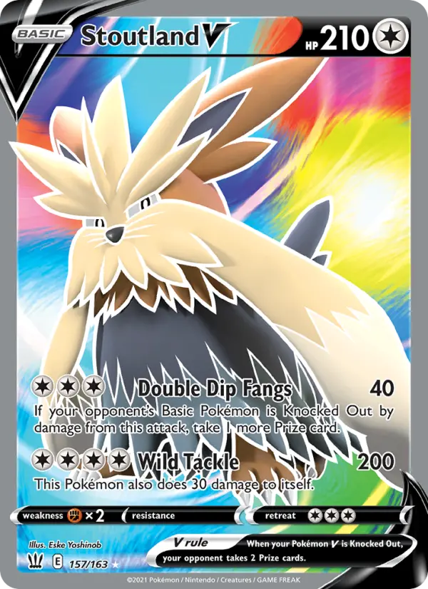 Stoutland V Ultra Rare Pokemon card #157 from Battle Styles