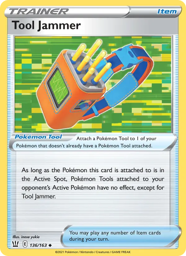 Tool Jammer Uncommon Pokemon card #136 from Battle Styles