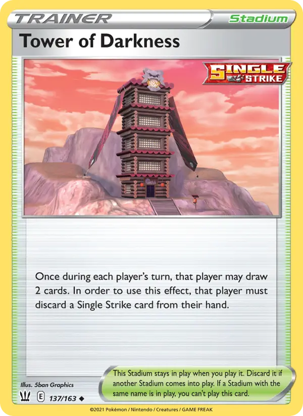 Tower of Darkness Uncommon Pokemon card #137 from Battle Styles