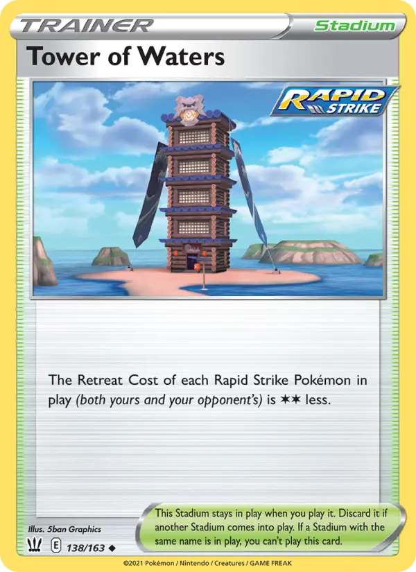Tower of Waters Uncommon Pokemon card #138 from Battle Styles