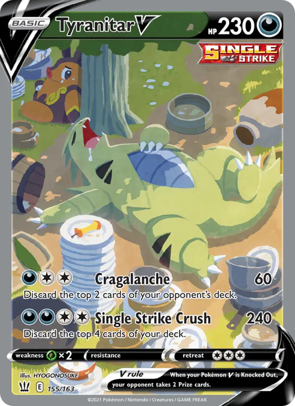 Tyranitar V Ultra Rare Pokemon card #155 from Battle Styles