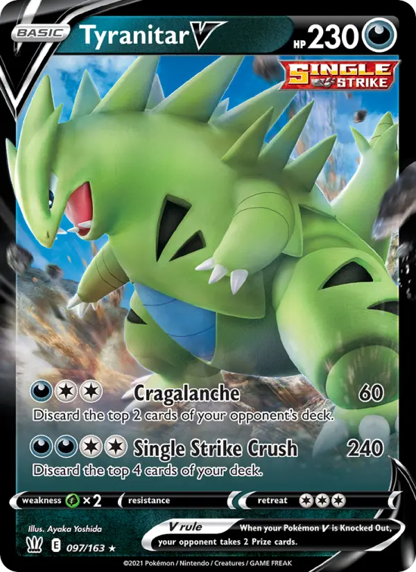 Tyranitar V Holo Rare V Pokemon card #97 from Battle Styles