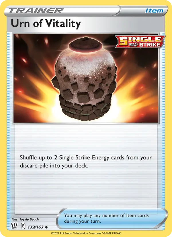 Urn of Vitality Uncommon Pokemon card #139 from Battle Styles
