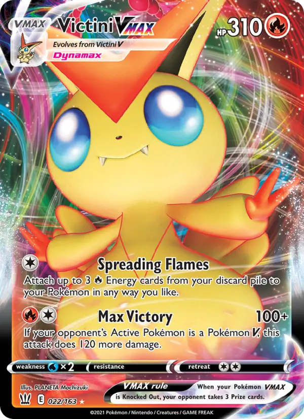 Victini VMAX Holo Rare VMAX Pokemon card #22 from Battle Styles