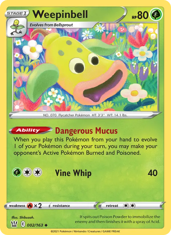 Weepinbell Uncommon Pokemon card #2 from Battle Styles