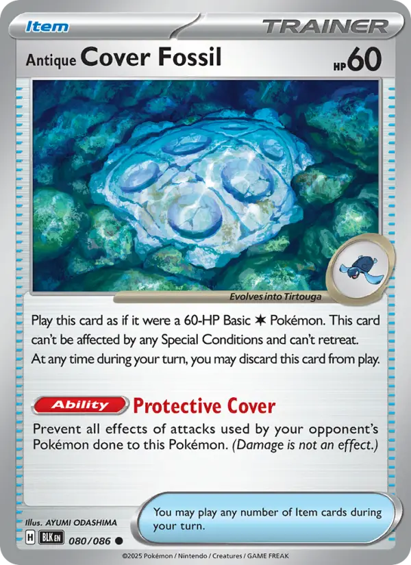 Antique Cover Fossil Common Pokemon card #080 from Black Bolt
