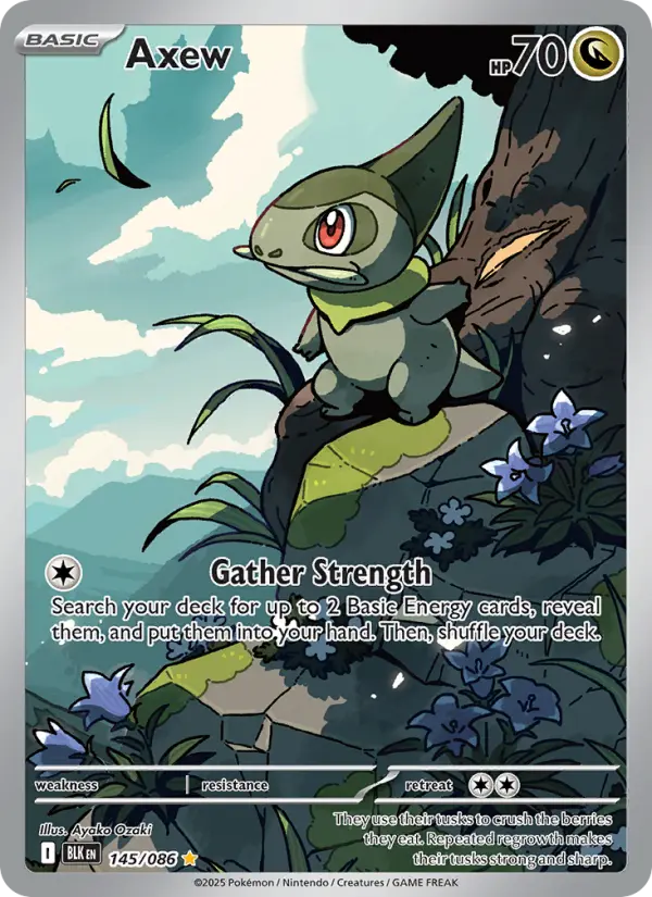 Axew Illustration rare Pokemon card #145 from Black Bolt