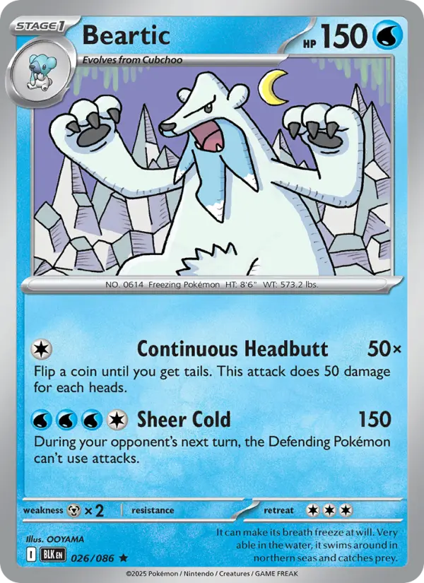 Beartic Rare Pokemon card #026 from Black Bolt