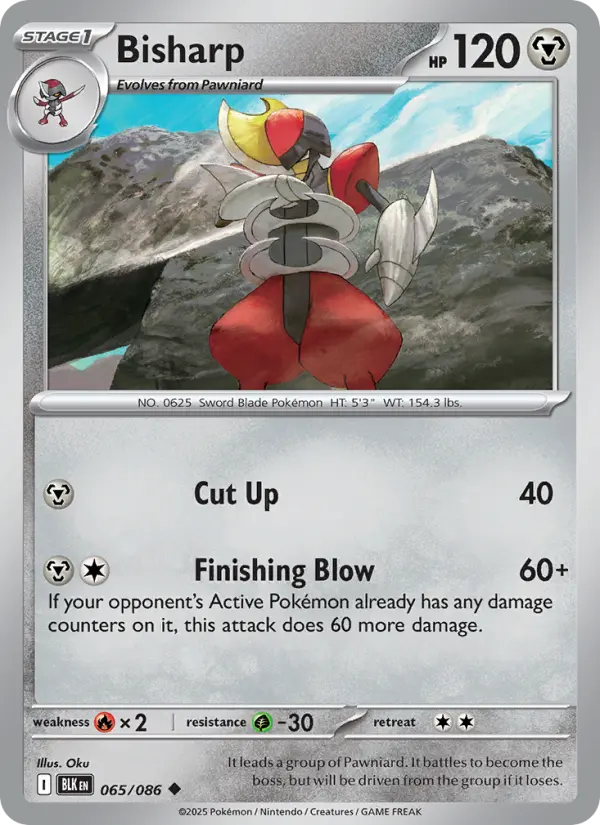 Bisharp Uncommon Pokemon card #065 from Black Bolt