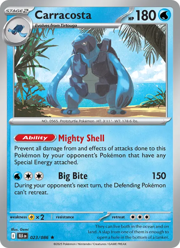 Carracosta Rare Pokemon card #023 from Black Bolt