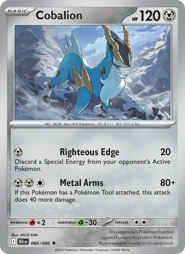 Cobalion Rare Pokemon card #066 from Black Bolt