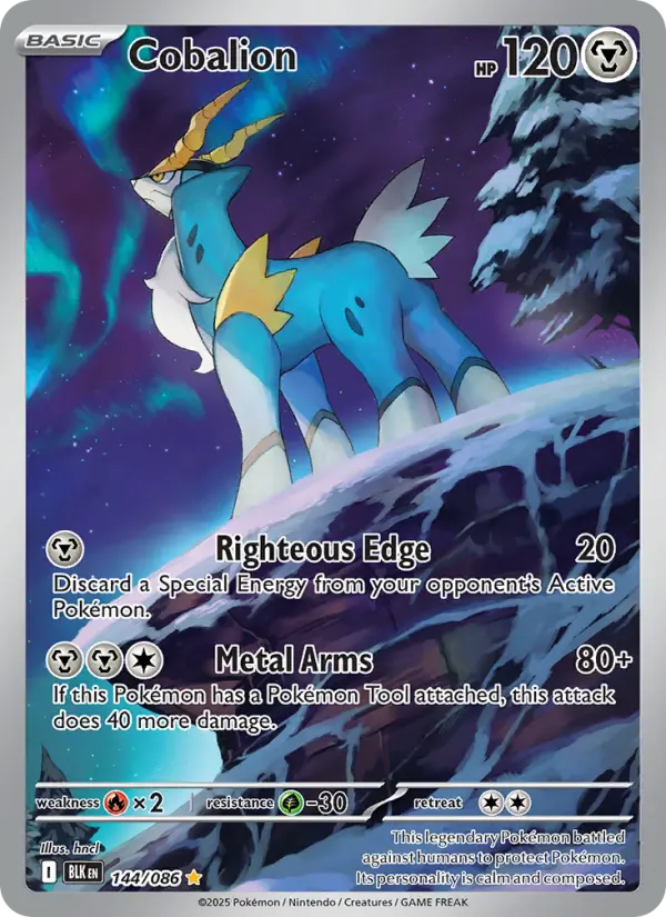 Cobalion Illustration rare Pokemon card #144 from Black Bolt