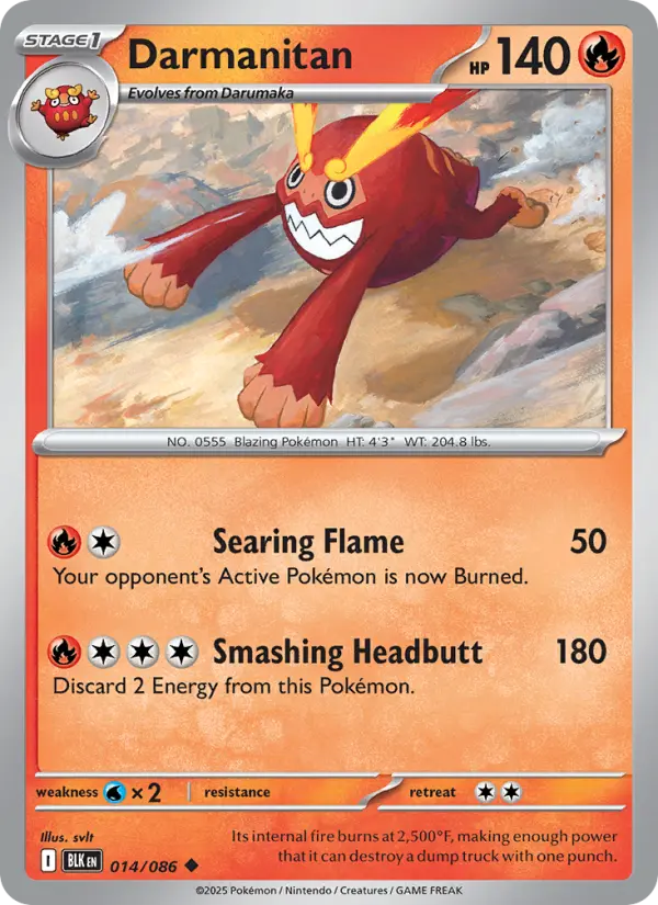 Darmanitan Uncommon Pokemon card #014 from Black Bolt
