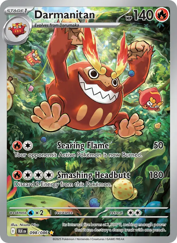 Darmanitan Illustration rare Pokemon card #098 from Black Bolt