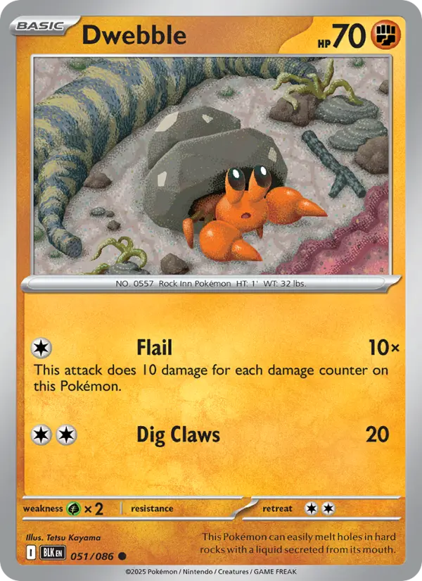 Dwebble Common Pokemon card #051 from Black Bolt