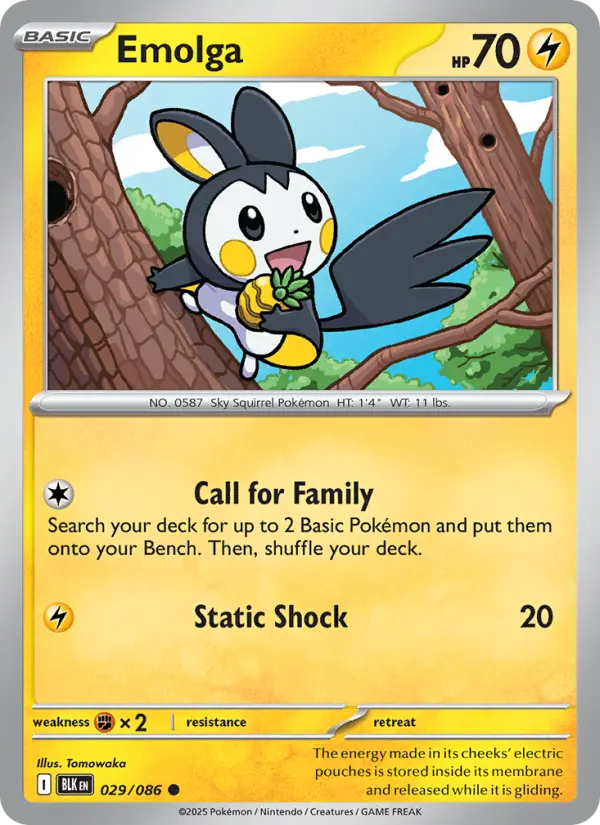 Emolga Common Pokemon card #029 from Black Bolt