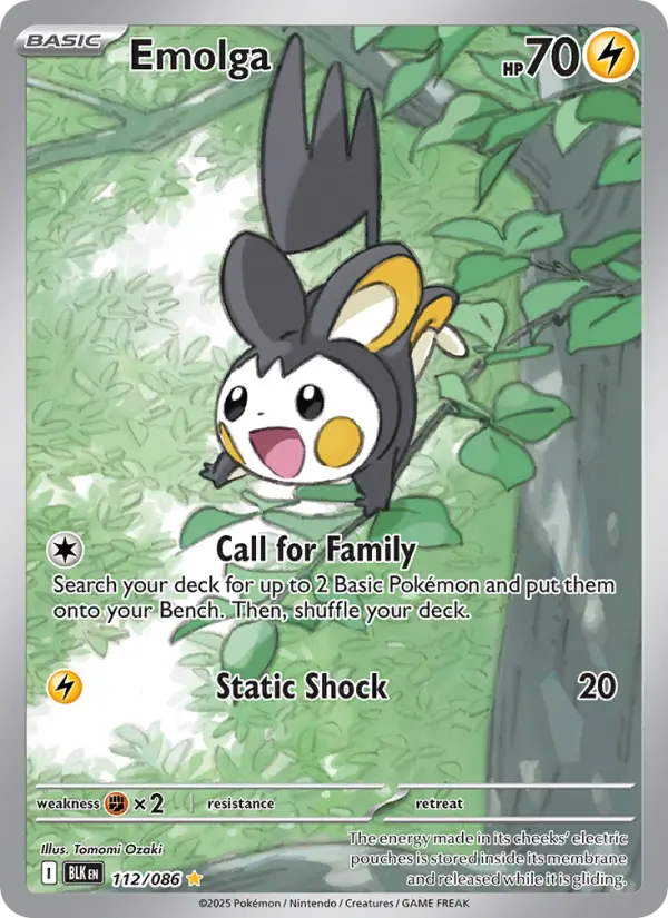 Emolga Illustration rare Pokemon card #112 from Black Bolt