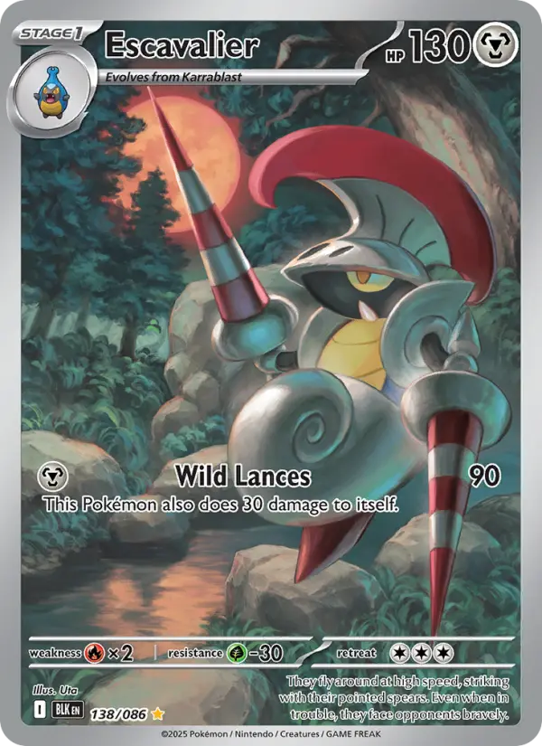 Escavalier Illustration rare Pokemon card #138 from Black Bolt