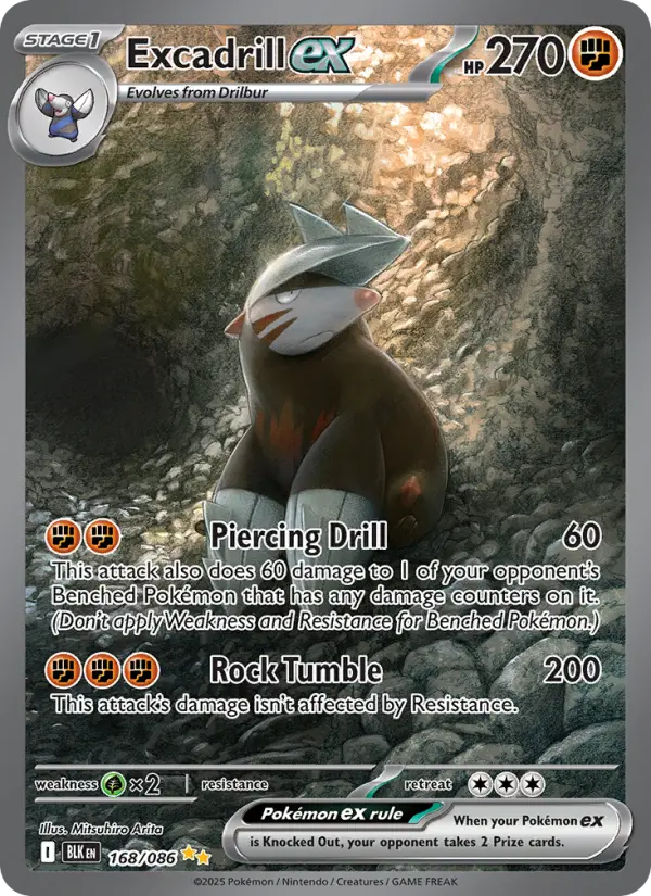 Excadrill ex Special illustration rare Pokemon card #168 from Black Bolt