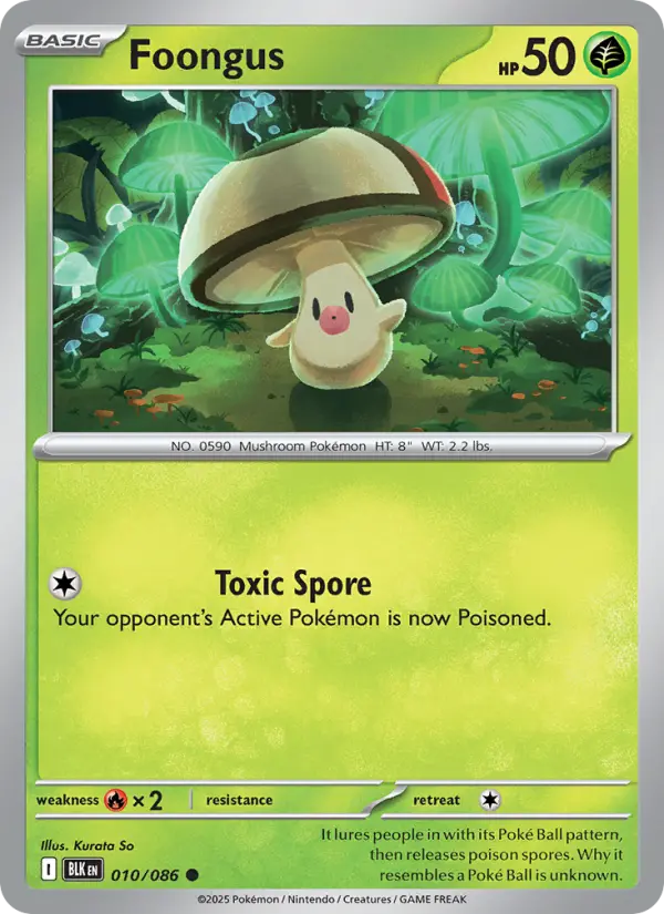 Foongus Common Pokemon card #010 from Black Bolt