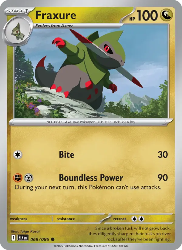 Fraxure Common Pokemon card #069 from Black Bolt