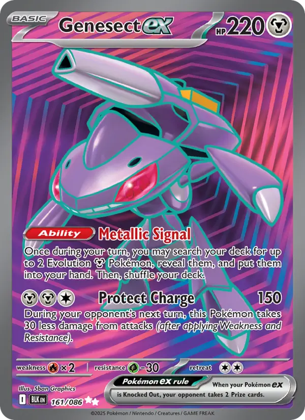 Genesect ex Ultra Rare Pokemon card #161 from Black Bolt