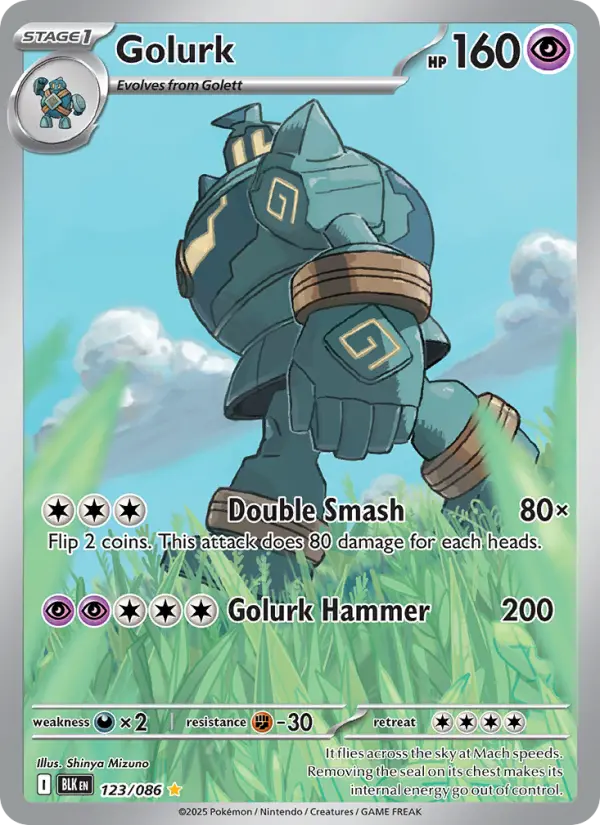 Golurk Illustration rare Pokemon card #123 from Black Bolt