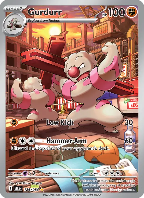 Gurdurr Illustration rare Pokemon card #126 from Black Bolt