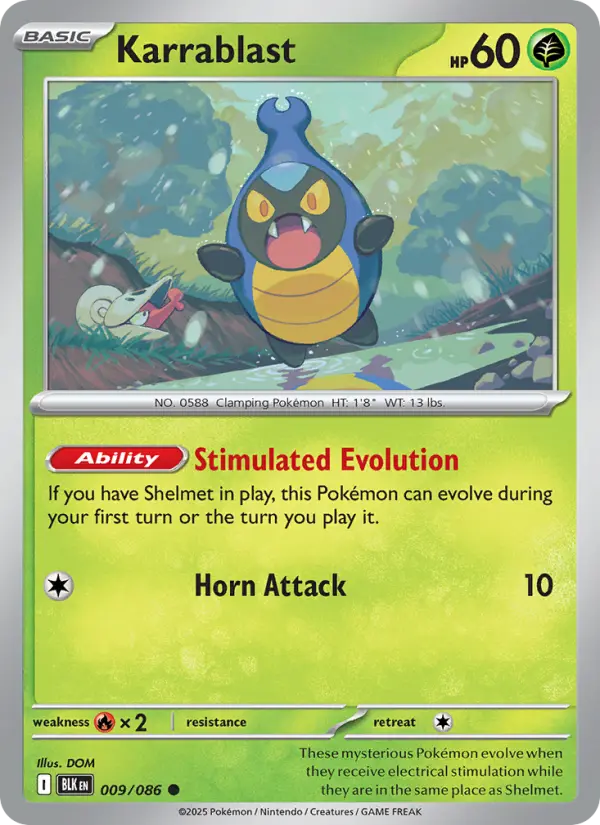 Karrablast Common Pokemon card #009 from Black Bolt